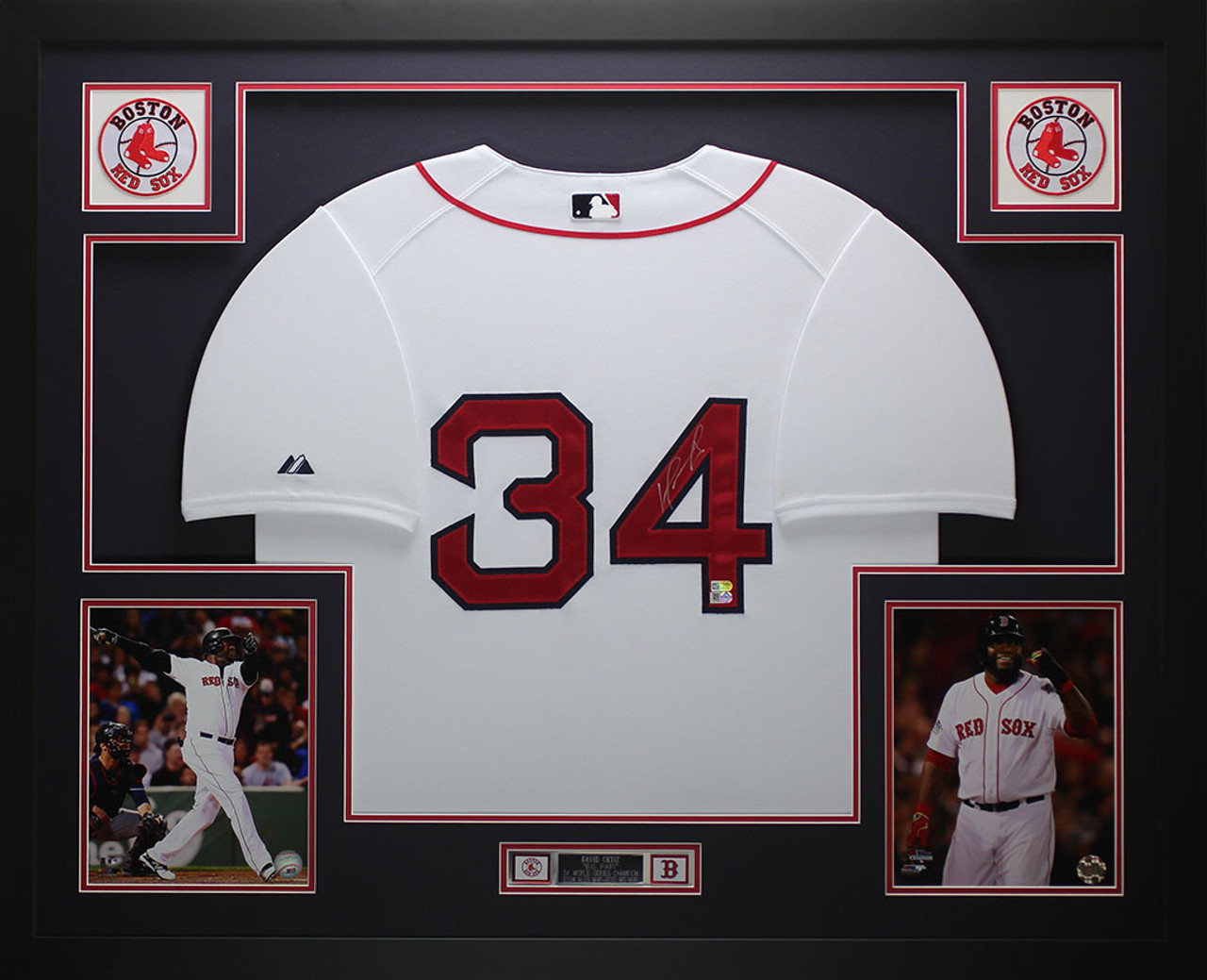 David Ortiz Signed Framed Boston Red Sox White Nike Baseball Jersey
