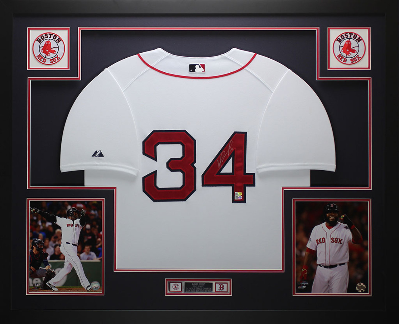 David Ortiz Autographed and Framed White Red Sox Jersey