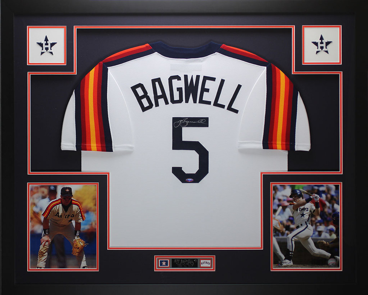 Jeff Bagwell Autographed and Framed White Rainbow Throwback Jersey
