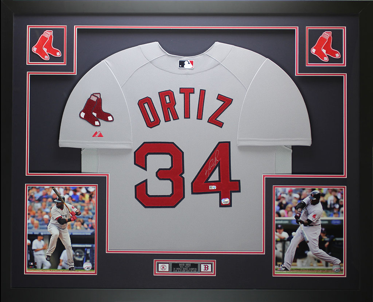 David Ortiz Autographed and Framed White Red Sox Jersey