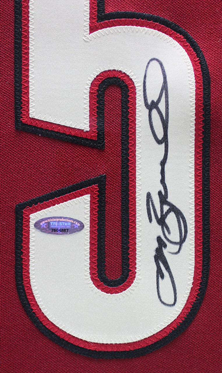 Jeff Bagwell Autographed and Framed Brick Red Astros Jersey