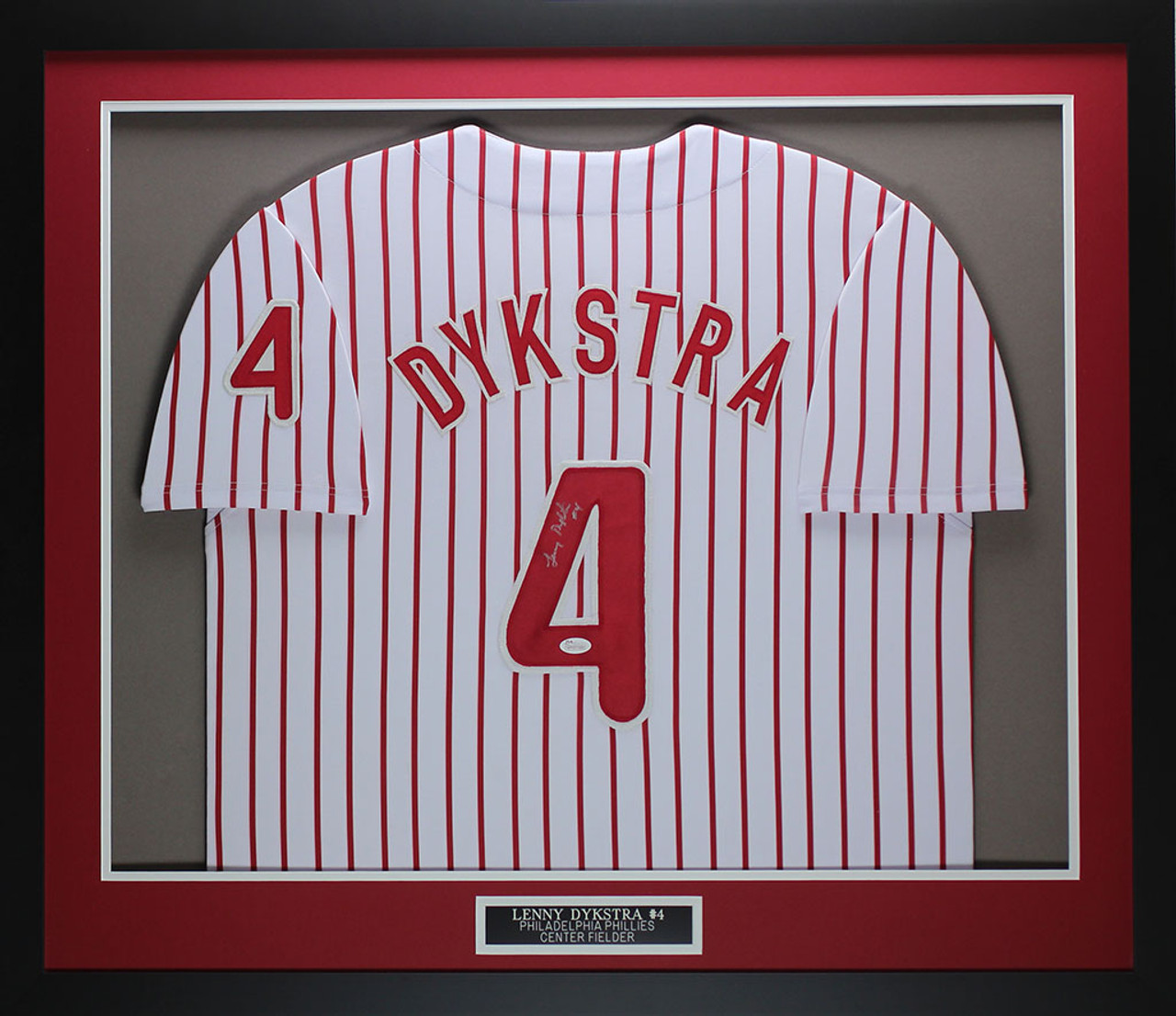 Lenny Dykstra Autographed & Framed Pinstriped Phillies Jersey