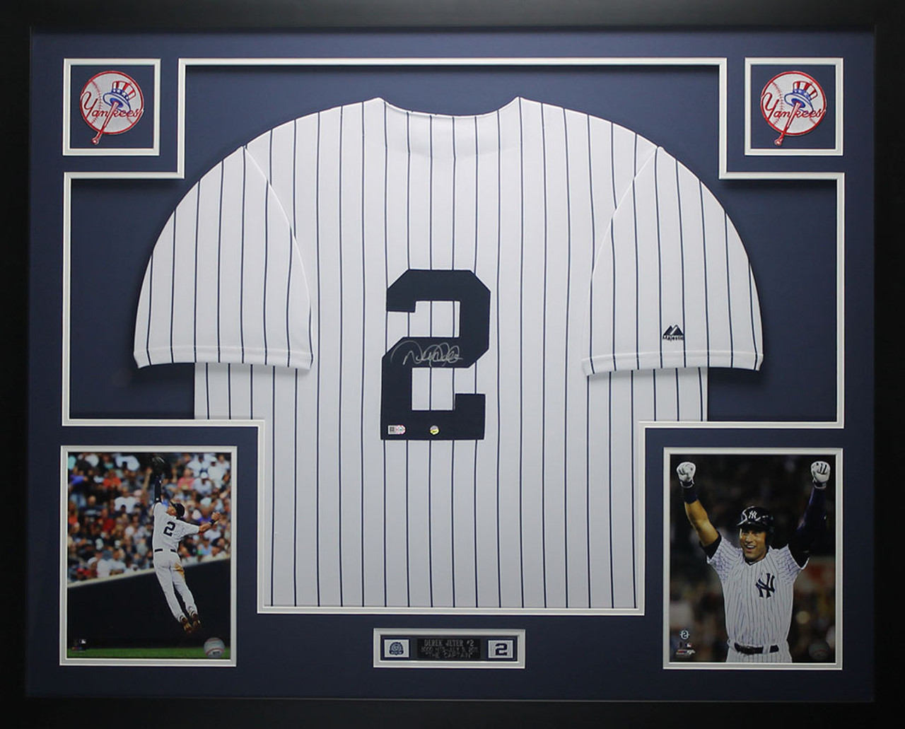 Derek Jeter Autographed and Framed White Pinstriped Jersey