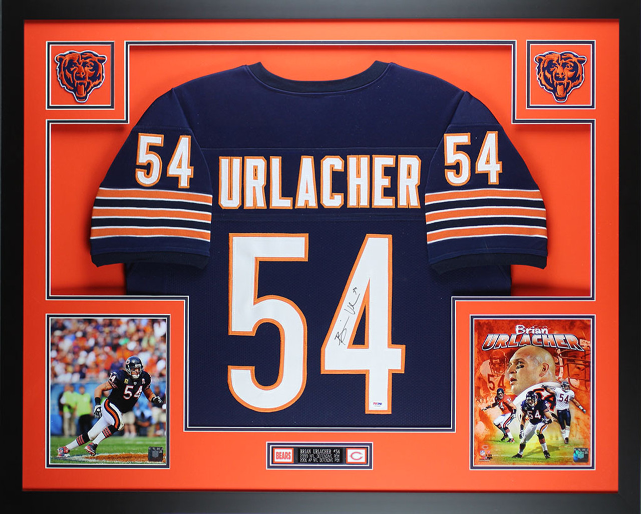 Brian Urlacher Autographed and Framed Blue Jersey