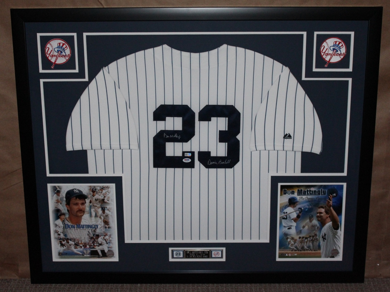 Don Mattingly Autographed DB and Framed White Yankees Jersey