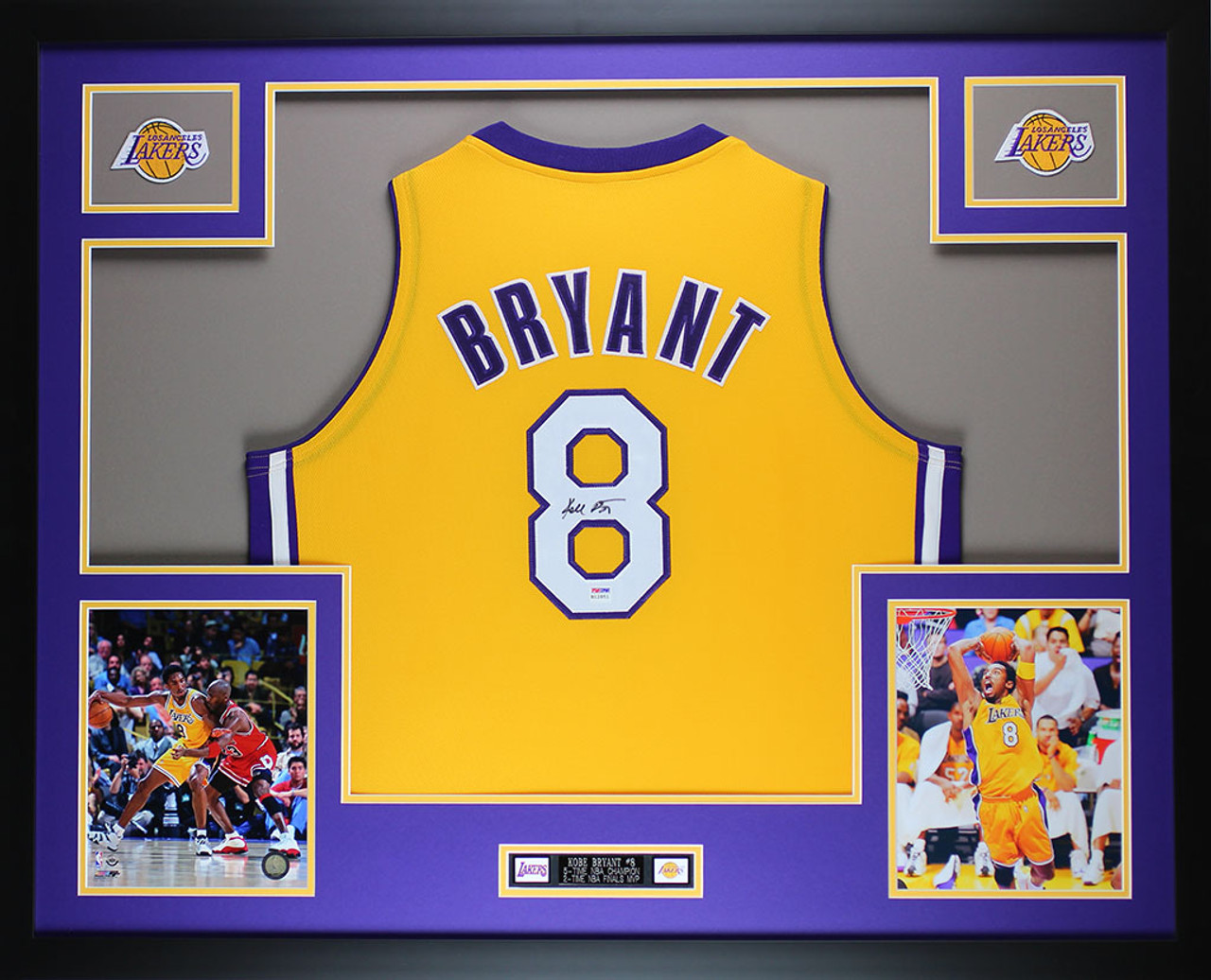 Kobe Bryant Autographed Los Angeles (Yellow #8) Deluxe Framed