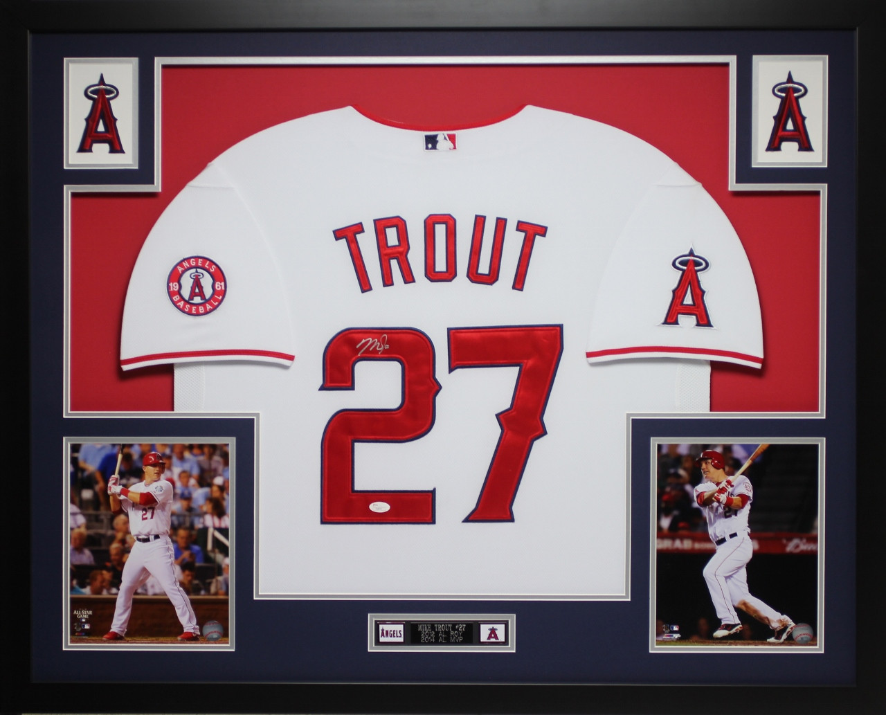 Mike Trout Autographed and Framed White Majestic Angels Jersey