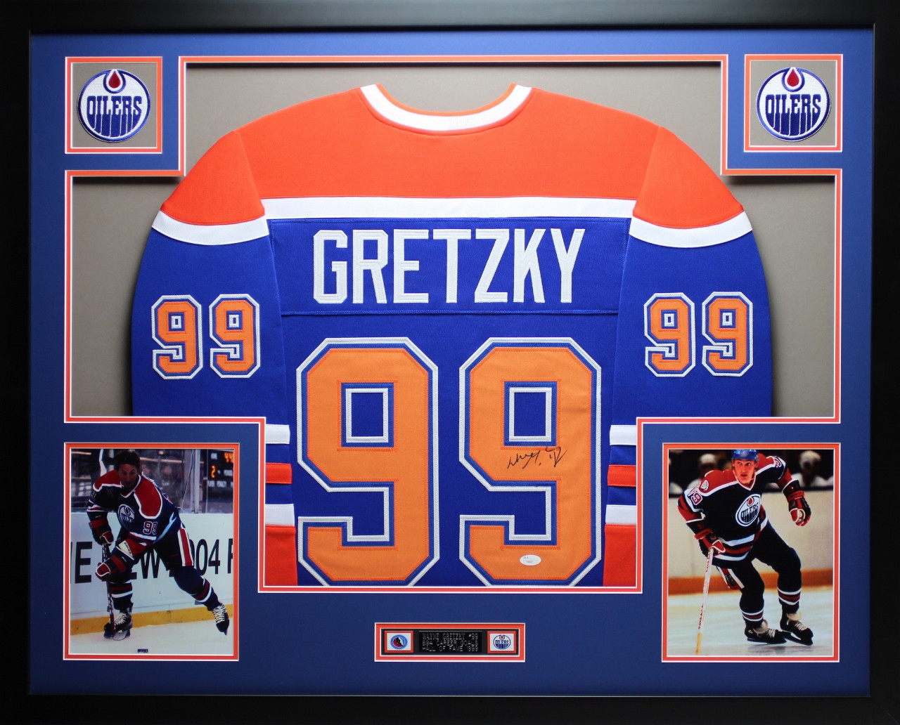 Wayne Gretzky Autographed and Framed Blue Oilers Jersey