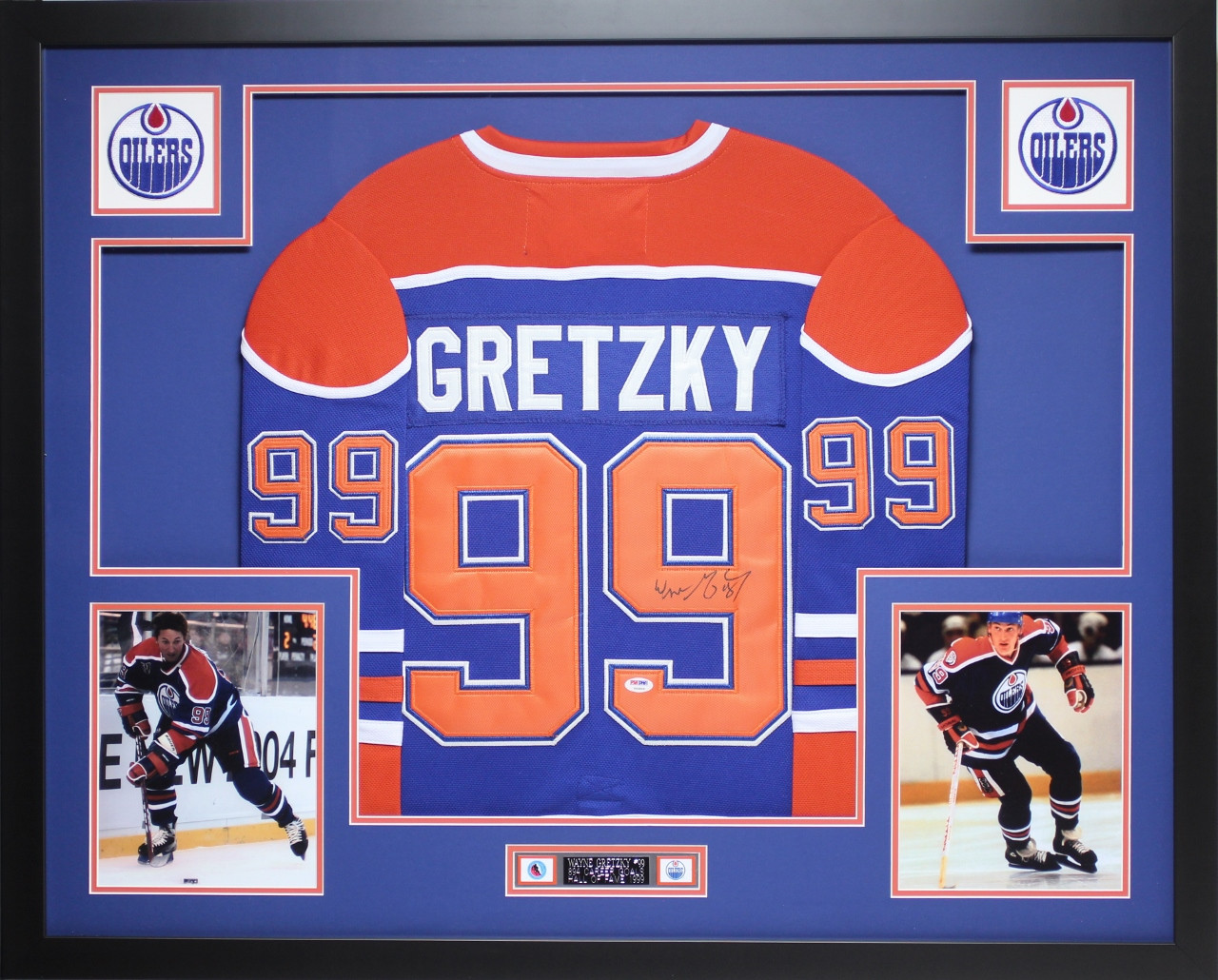 Wayne GretzkyAutographed and Framed Blue Oilers Jersey