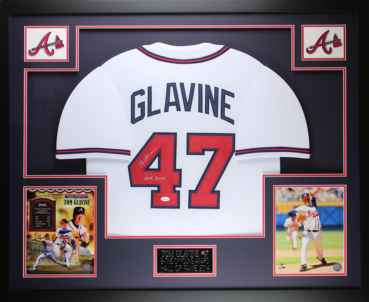 Tom Glavine Autographed and Framed White Atlanta Jersey Auto JSA COA