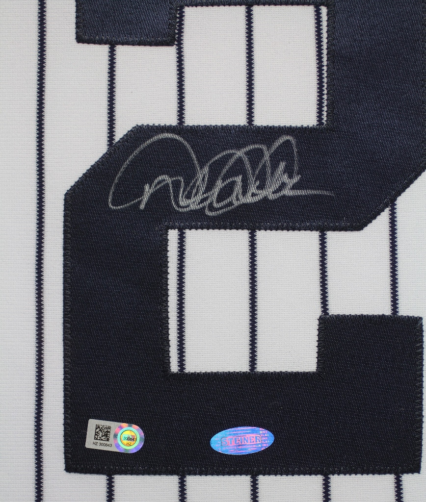 Derek Jeter Autographed and Framed White Yankees Jersey