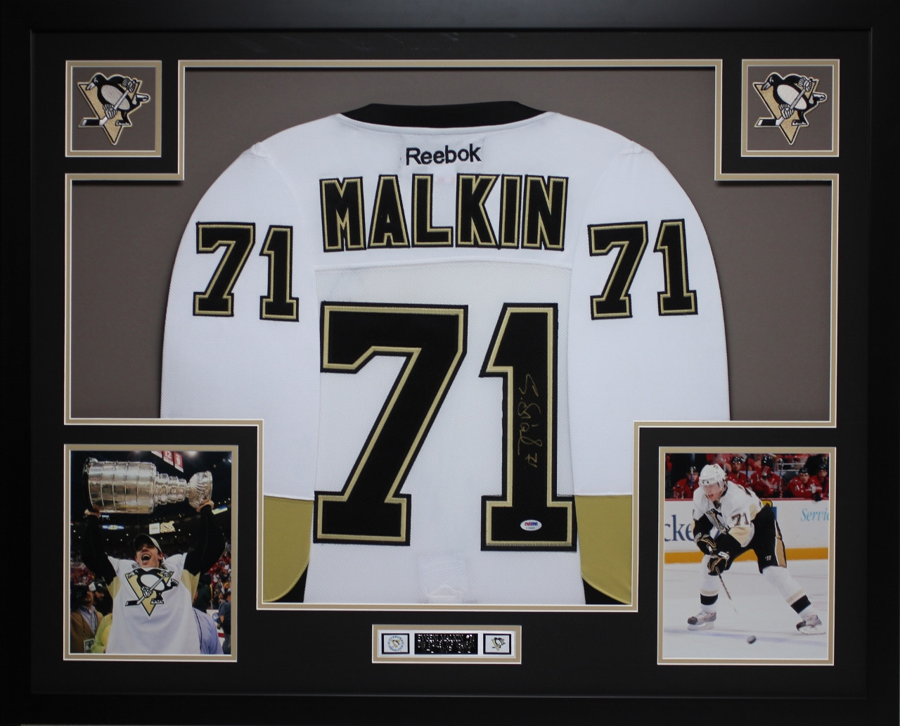 Evgeni Malkin Autographed and Framed White Penguins Jersey