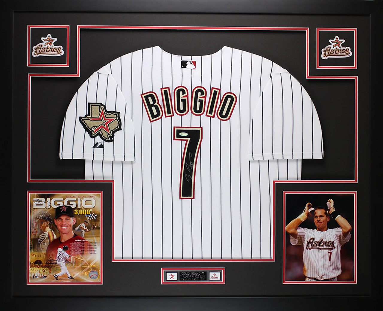 Craig Biggio Autographed and Framed White Pinstriped Jersey