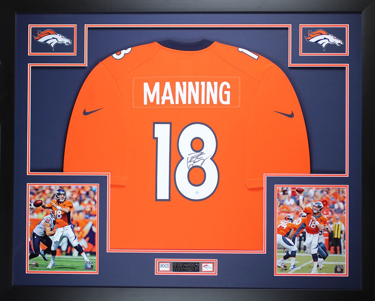 Peyton Manning Autographed Framed Navy Broncos Jersey – Super