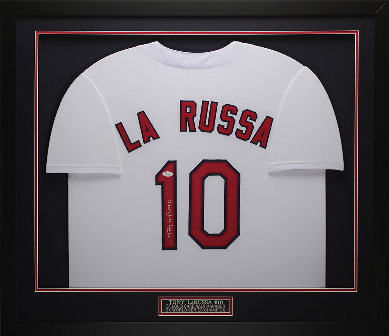 Tony LaRussa Autographed & Framed White St. Louis Cardinals Jersey JSA COA