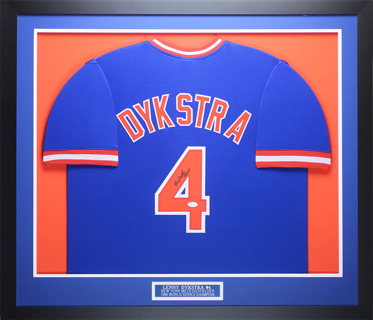 Lenny Dykstra Autographed & Framed Blue NY New York Mets Jersey JSA COA
