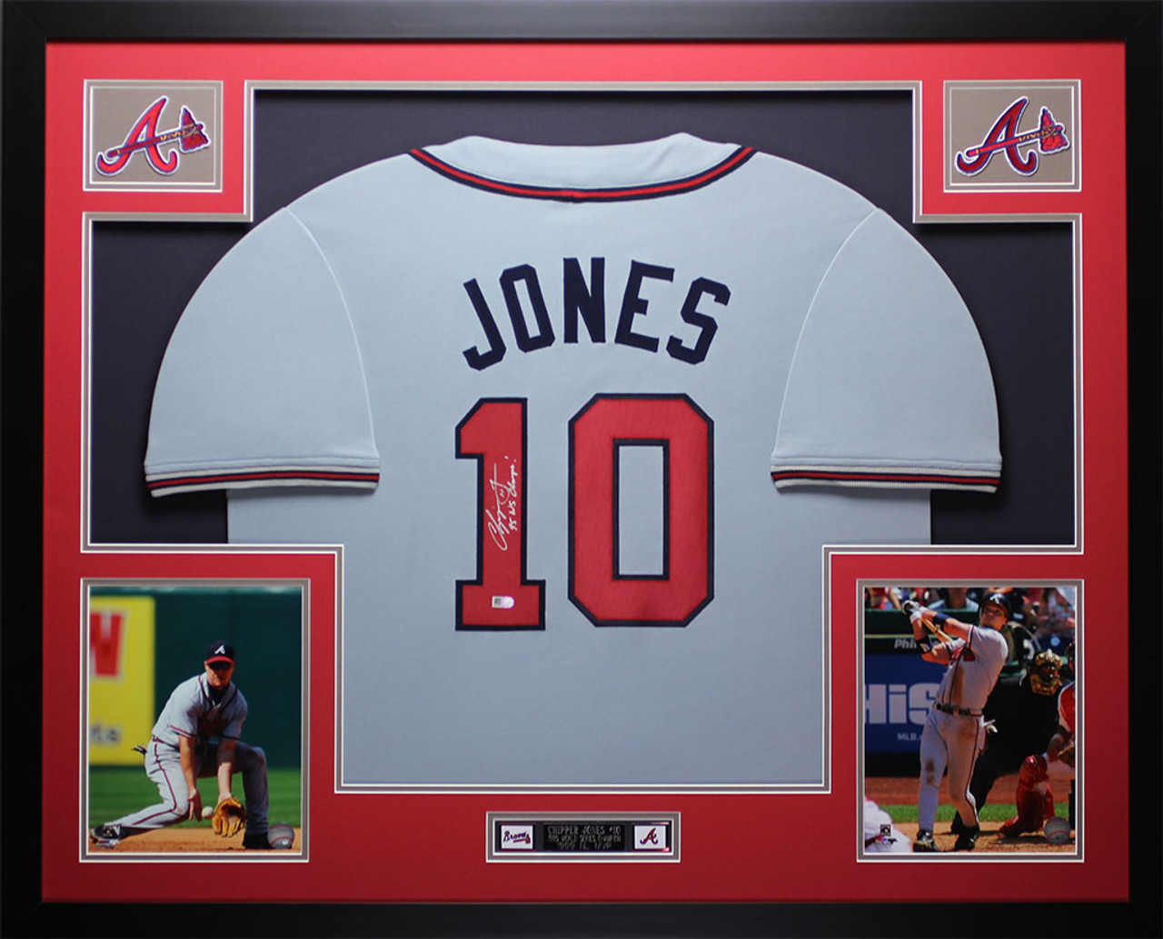 Chipper Jones Autographed and Framed Gray Atlanta Braves Jersey