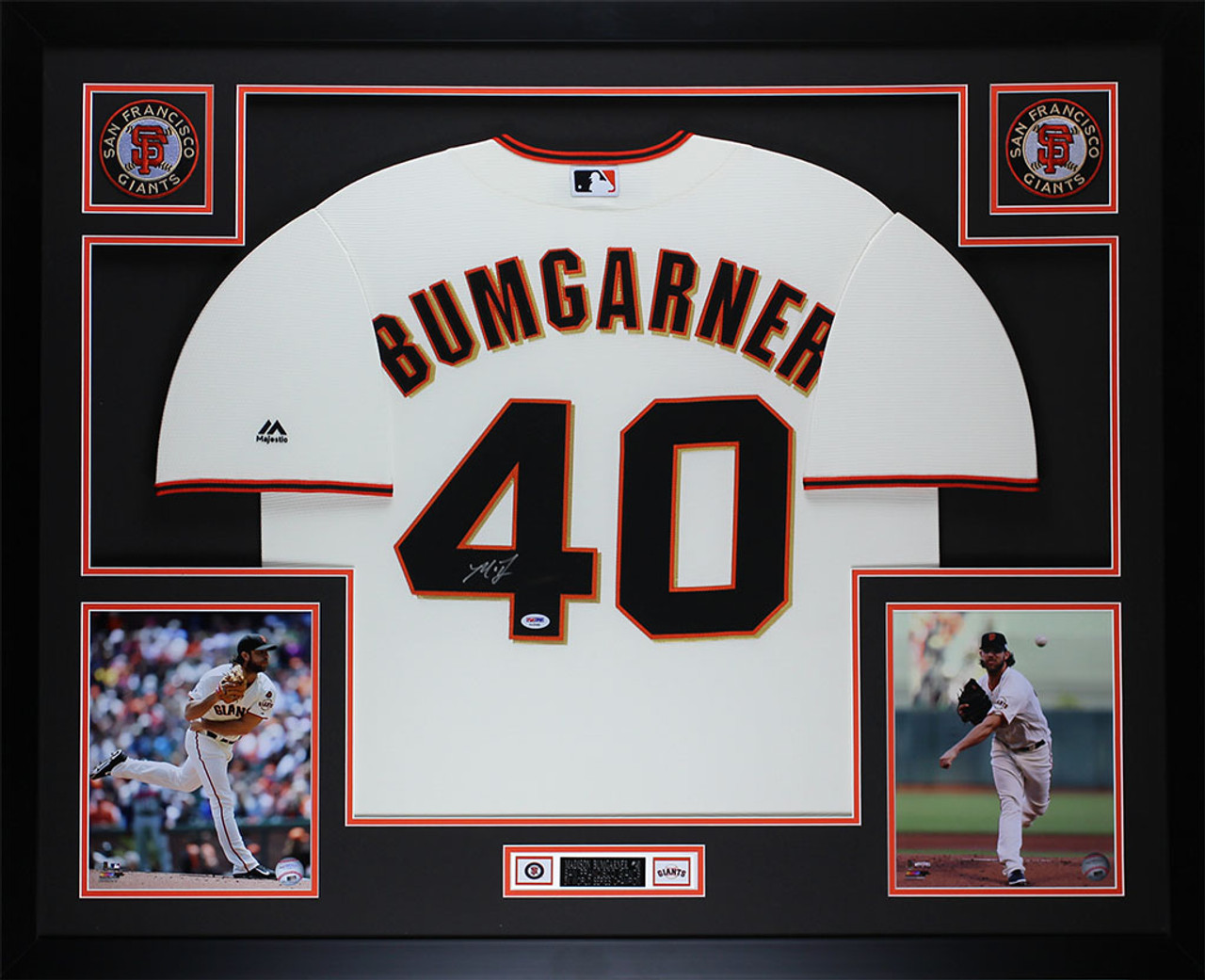 Madison Bumgarner Autographed and Framed Cream Giants Jersey