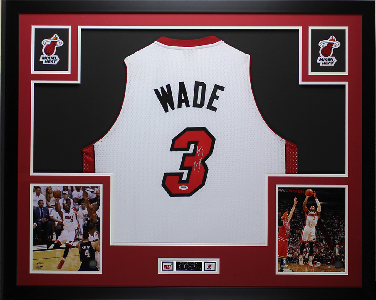 Dwyane Wade Autographed & Framed White Heat Jersey PSA COA D1-L