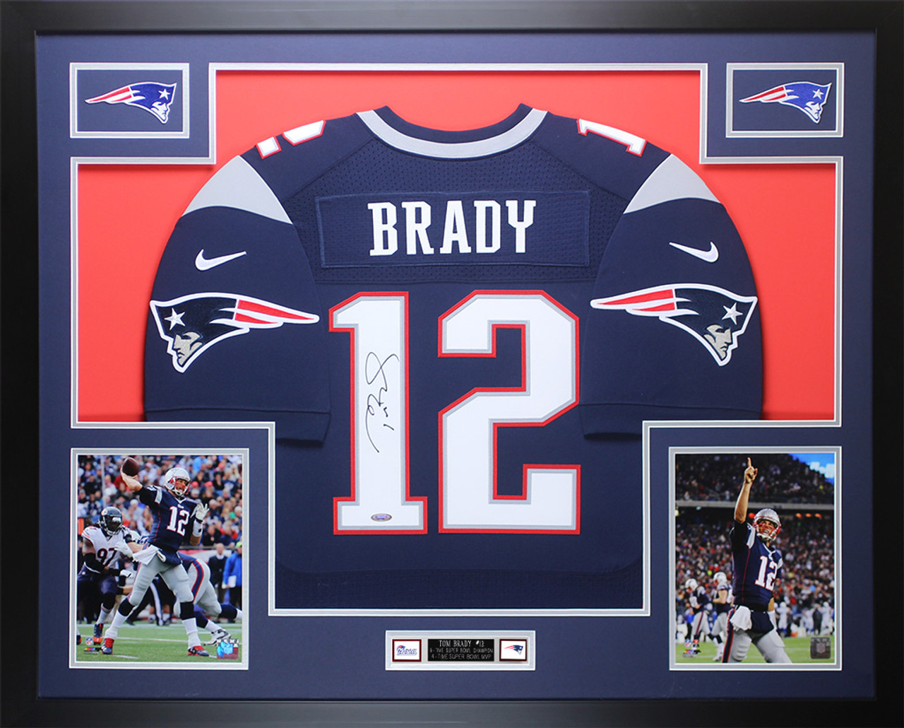 Tom Brady Autographed and Framed Blue Patriots Jersey