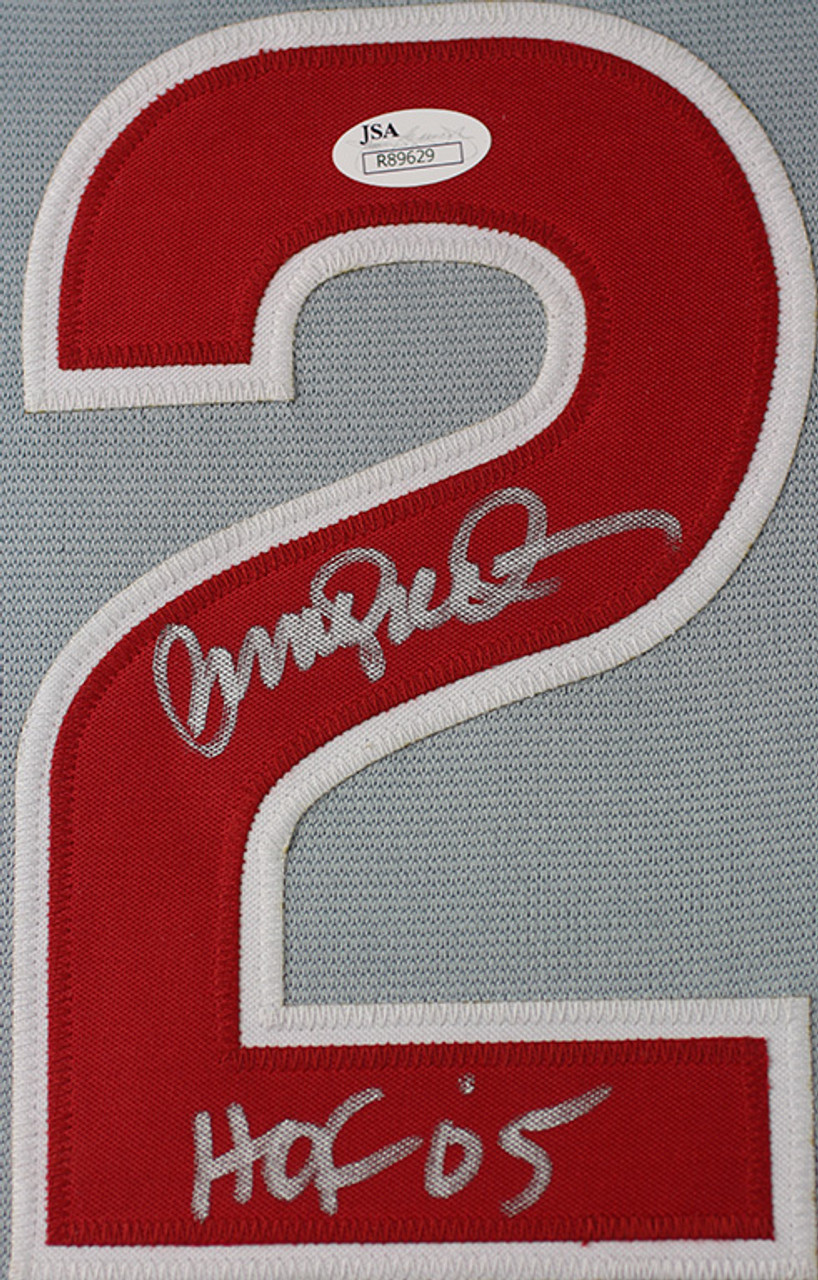 Framed Ryne Sandberg Chicago Cubs Autographed Blue Mitchell & Ness  Authentic Jersey with HOF 05 Inscription