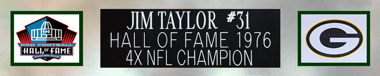 Jim Taylor Autographed HOF 76 and Framed White Packers Jersey