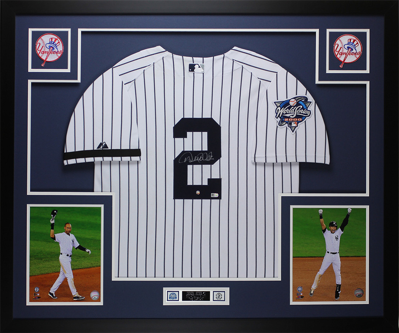 Derek Jeter Autographed and Framed White Pinstriped Yankees Jersey