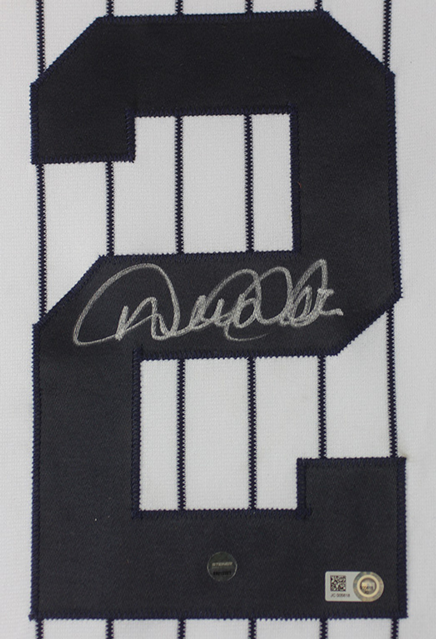 Derek Jeter Autographed and Framed White Pinstriped Jersey