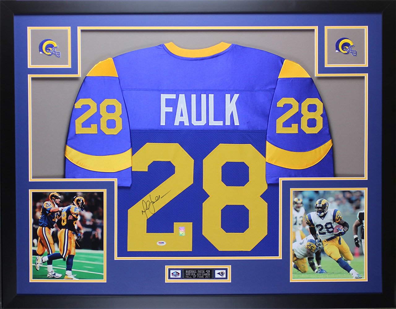  Marshall Faulk Authentic Signed White Pro Style Jersey