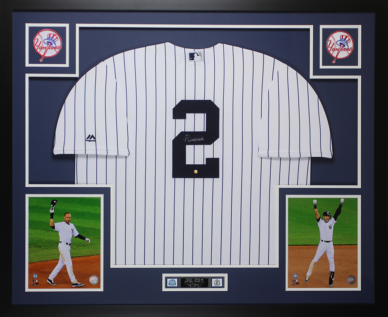 Derek Jeter Signed Framed Jersey Authenticated + COA New York Yankees