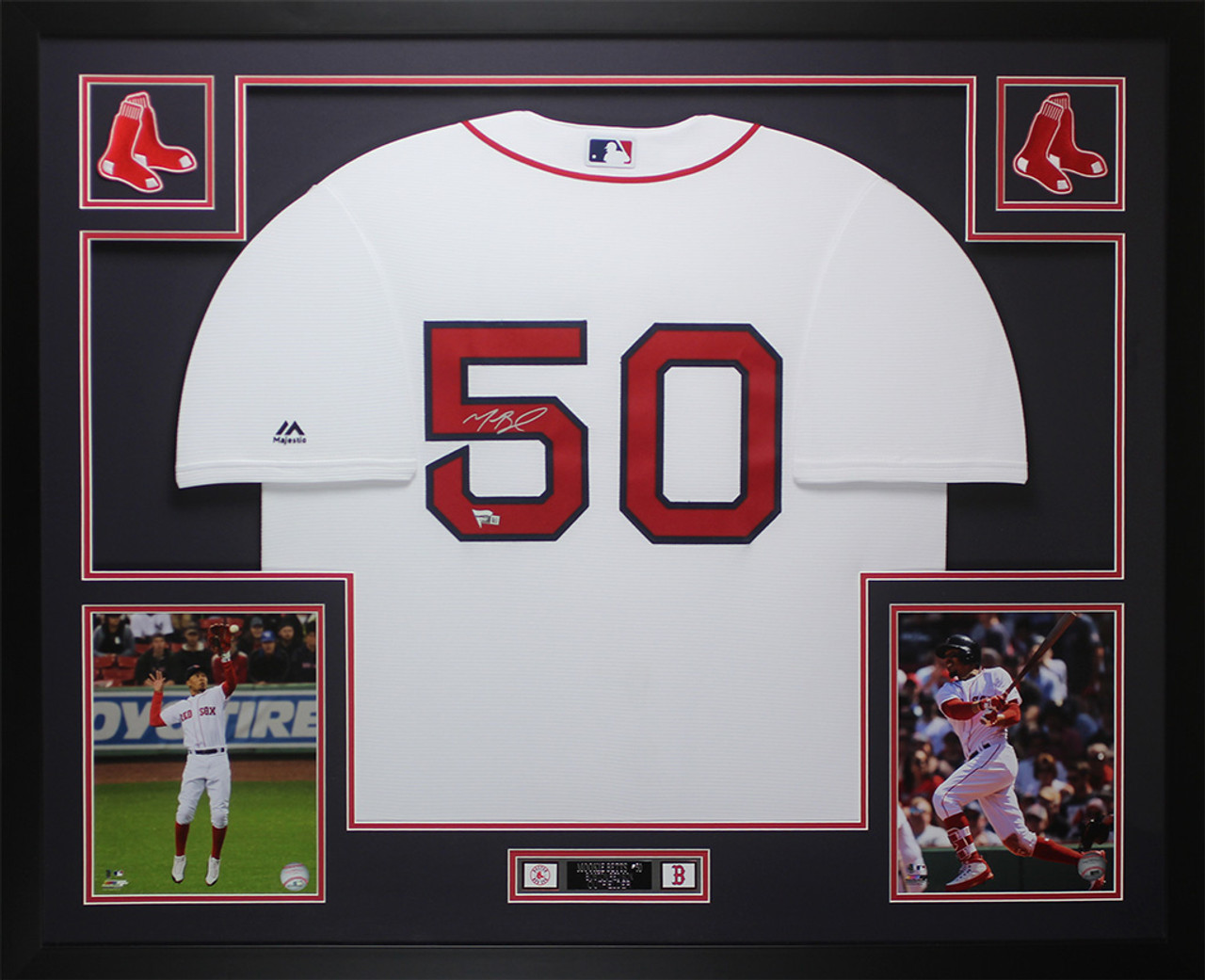 Mookie Betts Autographed & Framed White Boston Red Sox Jersey Auto Fanatics  COA