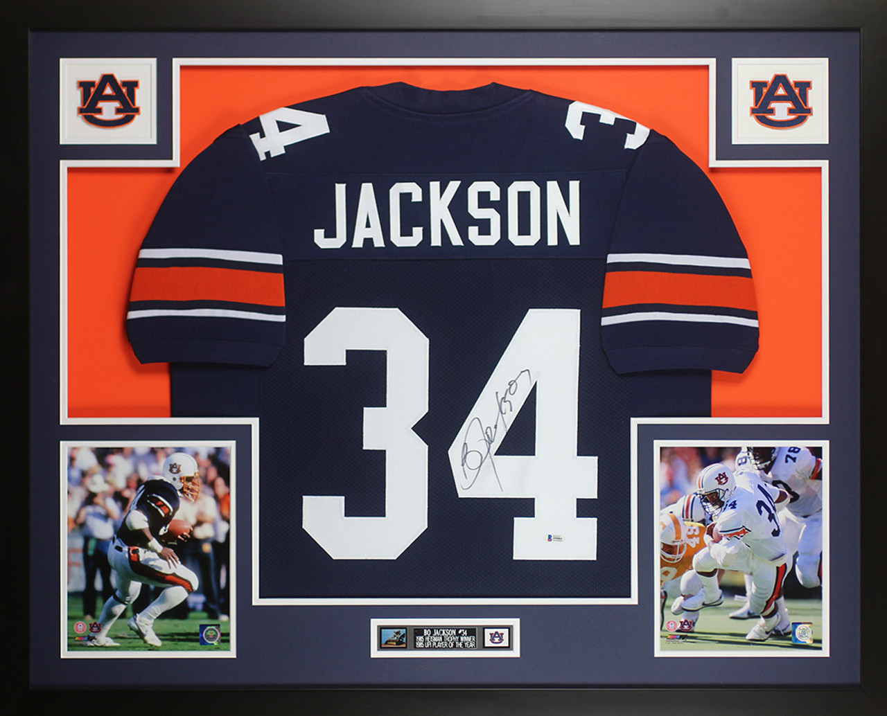 Bo Jackson Autographed & Framed Blue Auburn Tigers Jersey Beckett COA