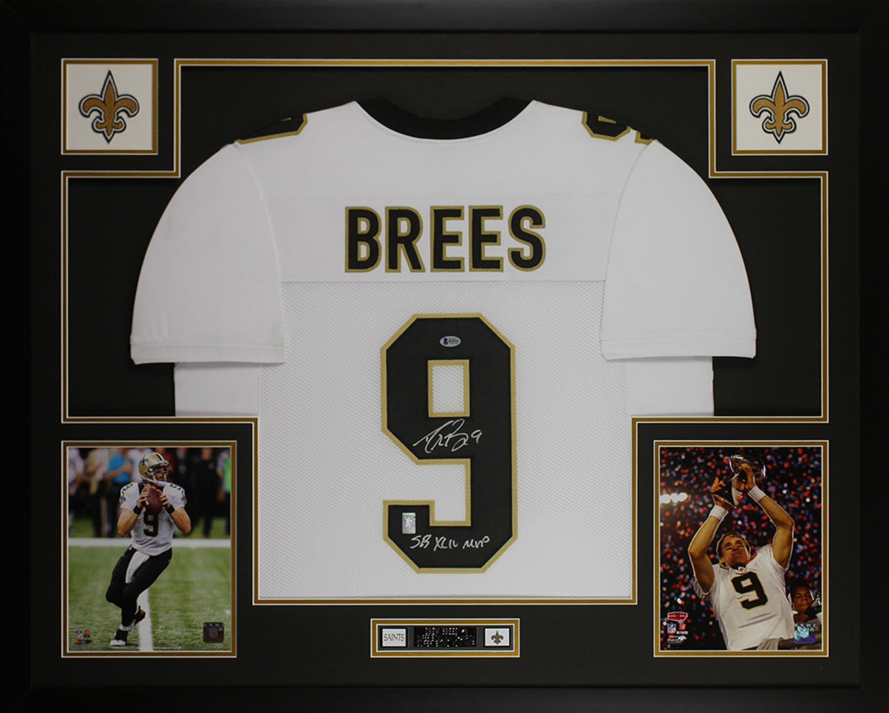 Drew Brees Autographed & Framed White New Orleans Saints Jersey Beckett COA