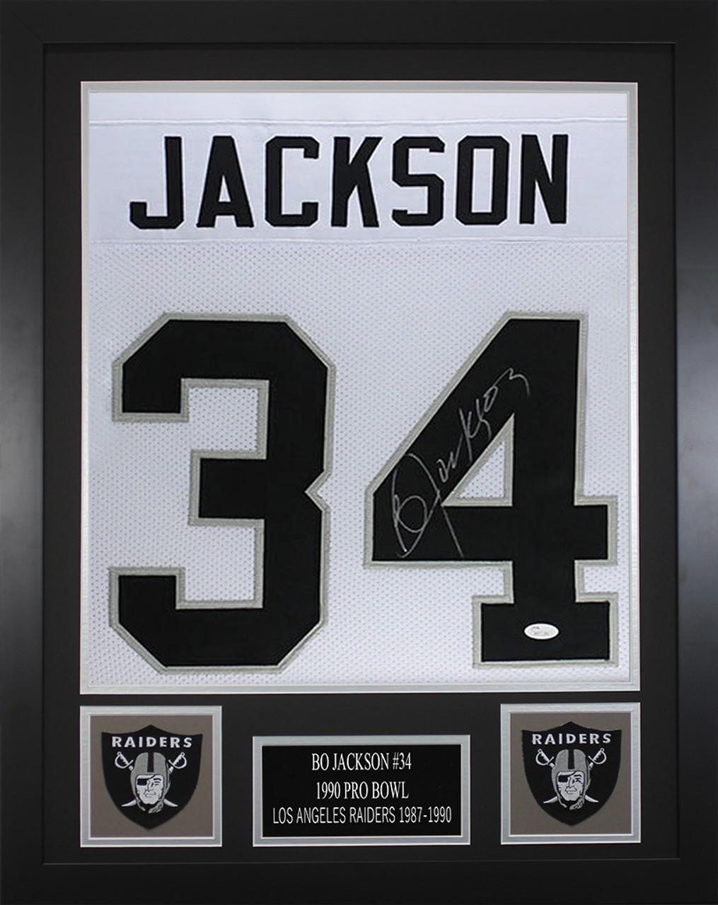 Bo Jackson Autographed and Framed White Oakland Raiders Jersey