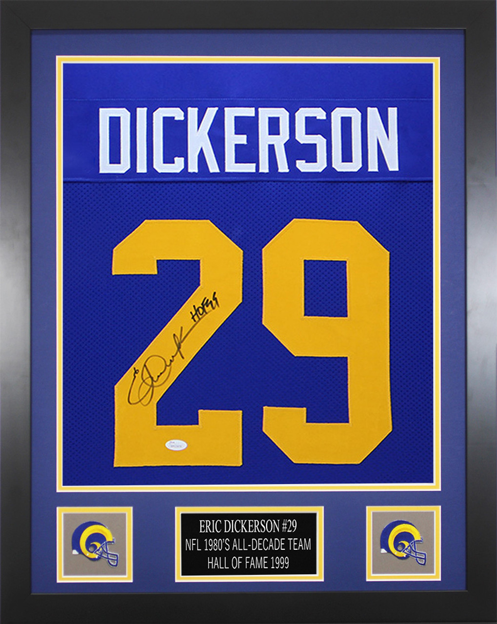 Eric Dickerson Autographed and Framed Blue Los Angeles Rams Jersey