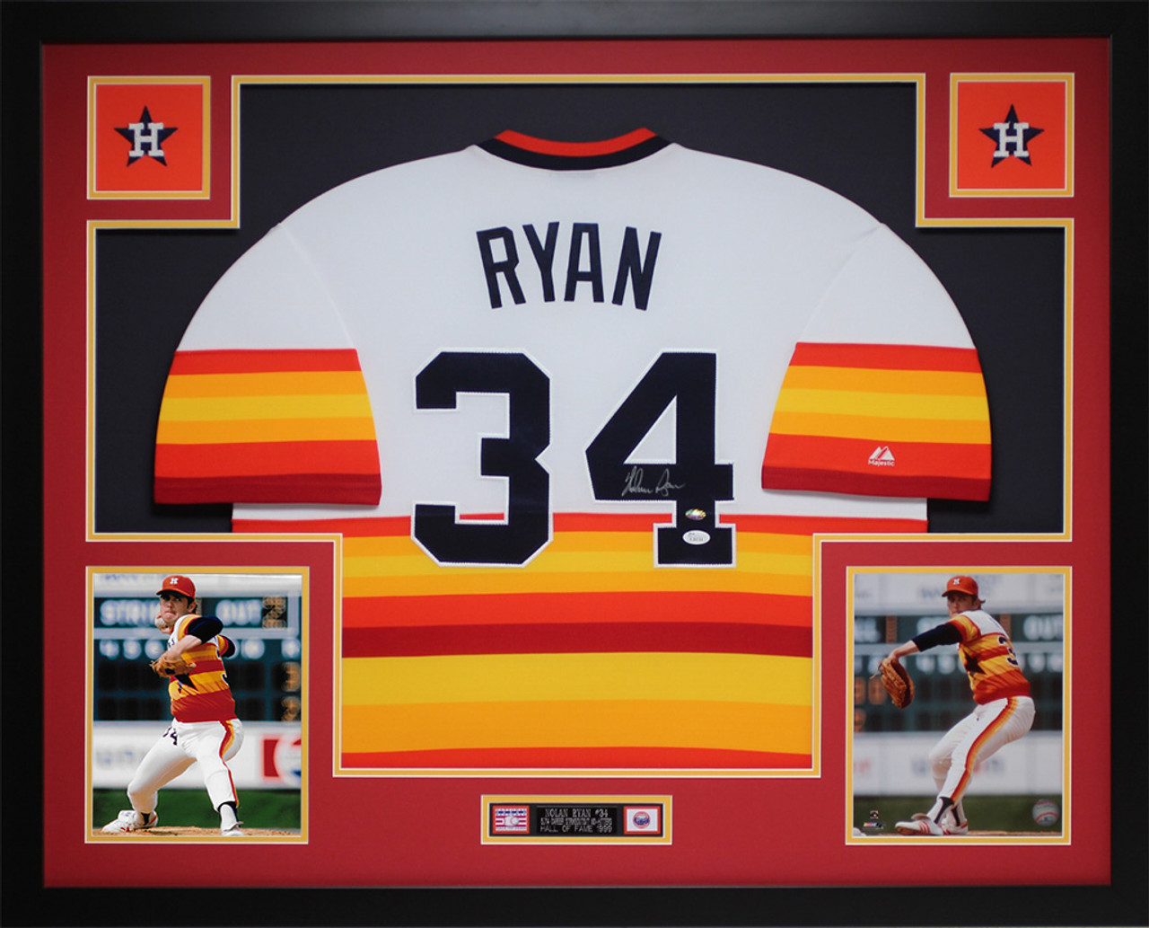 Nolan Ryan Framed and Autographed Rainbow Astros Jersey Auto JSA