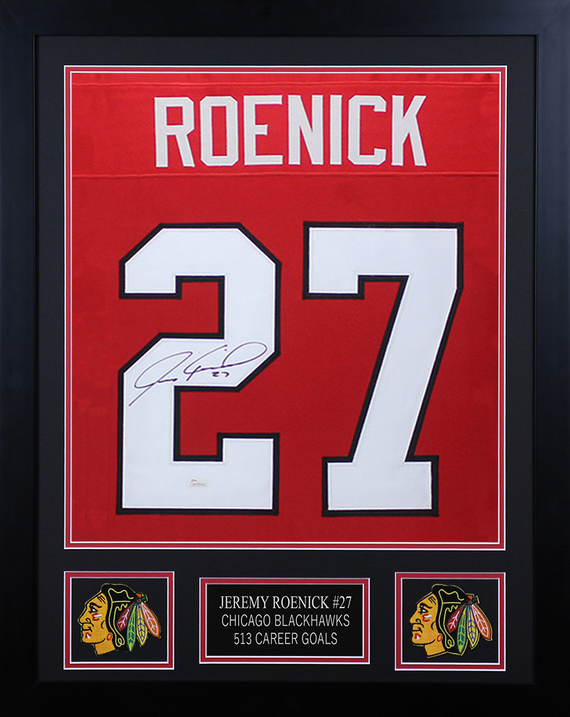 Jeremy Roenick Autographed and Framed Blackhawks Jersey1