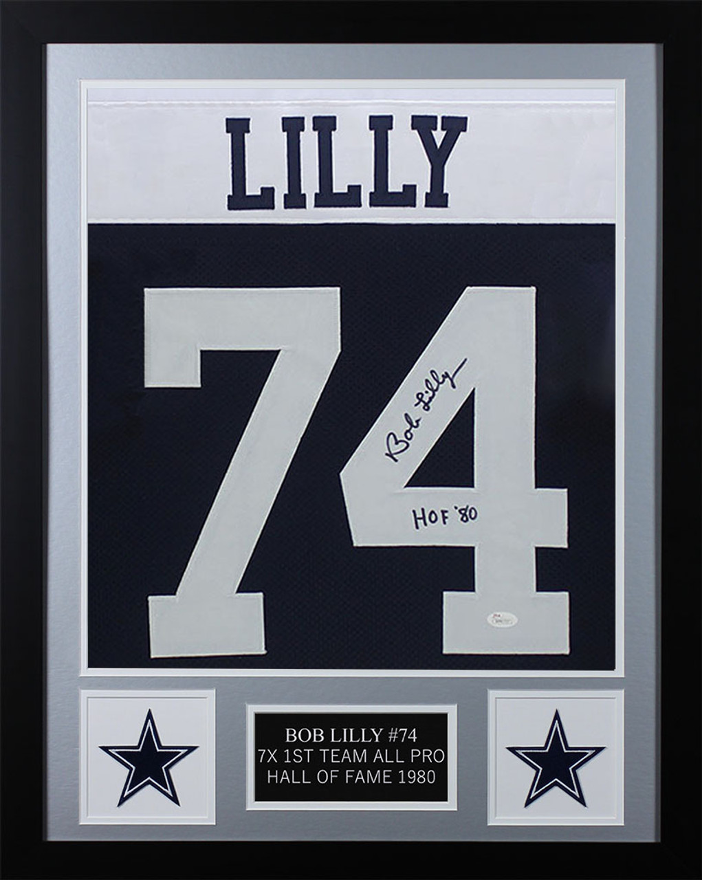 Bob Lilly Autographed & Framed Thanksgiving Cowboys Jersey JSA COA D2-S