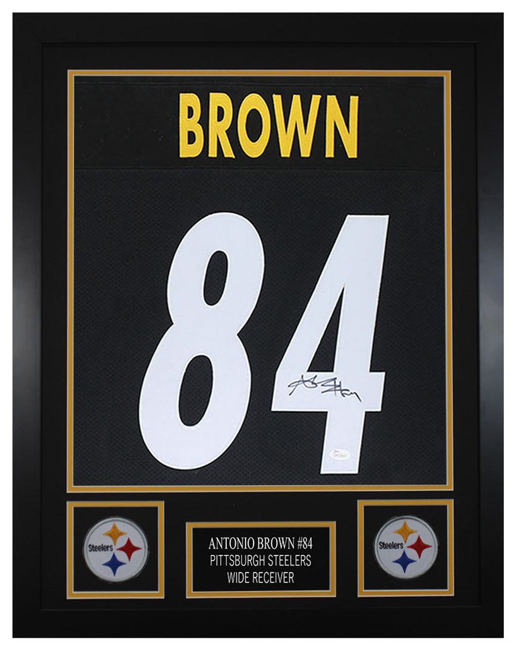 Antonio Brown Autographed & Framed Black Pittsburgh Steelers Jersey JSA COA D1-S