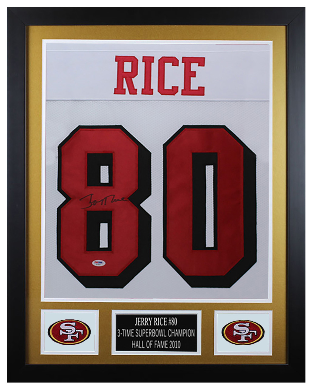 49ers Jerry Rice SIGNED AUTOGRAPHED FRAMED Jersey w/JSA COA