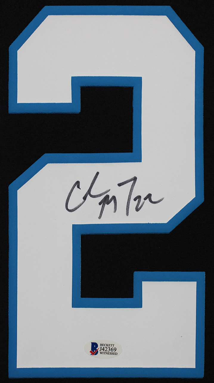 Christian McCaffrey Autographed and Framed Blue Panthers Jersey Auto Fanatics COA