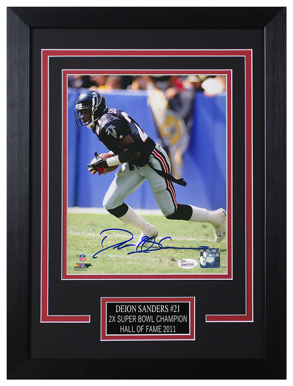 Deion Sanders Autographed and Framed Atlanta Falcons Jersey