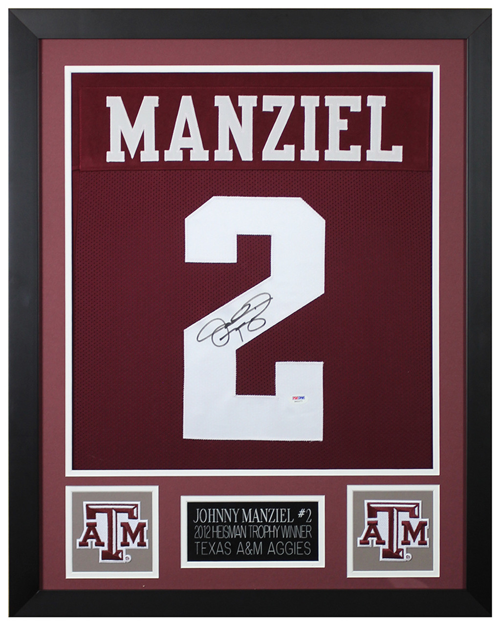 Johnny Manziel Autographed and Framed Maroon Aggies Jersey