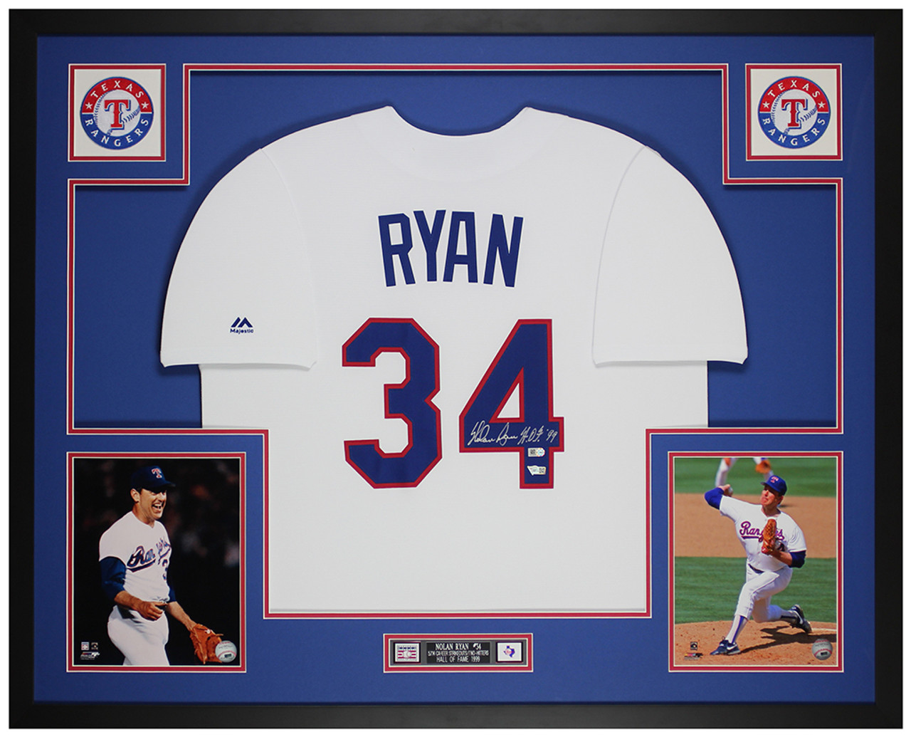 Nolan Ryan Autographed and Framed Rainbow Astros Jersey