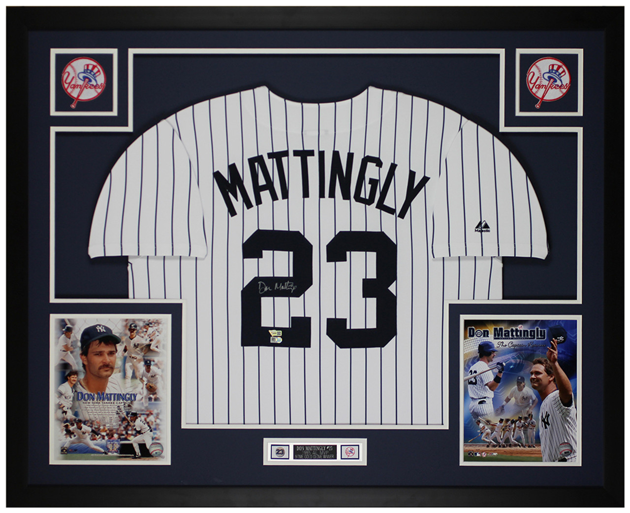 Don Mattingly Autographed & Framed P/S Yankees Jersey Auto Fanatics Cert