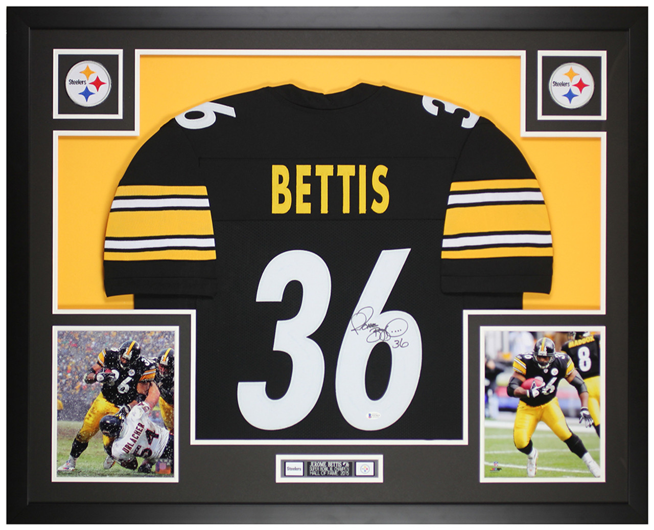 Jerome Bettis Autographed & Framed Black Steelers Jersey Auto Beckett Cert