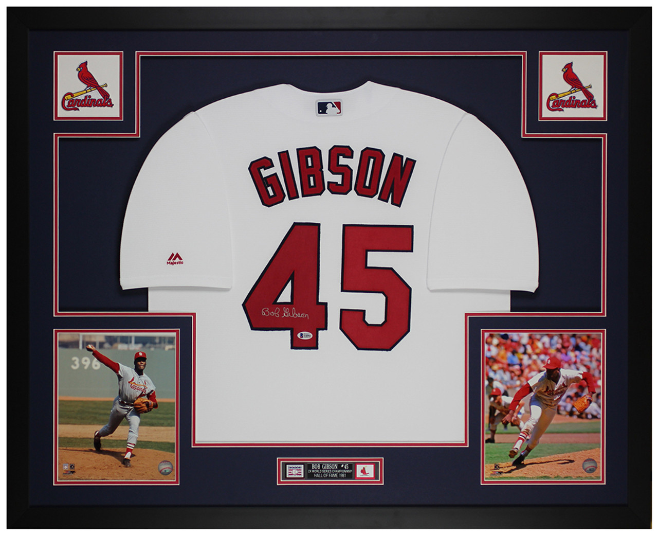 St. Louis Cardinals Bob Gibson World Series Champions White Gold Jersey