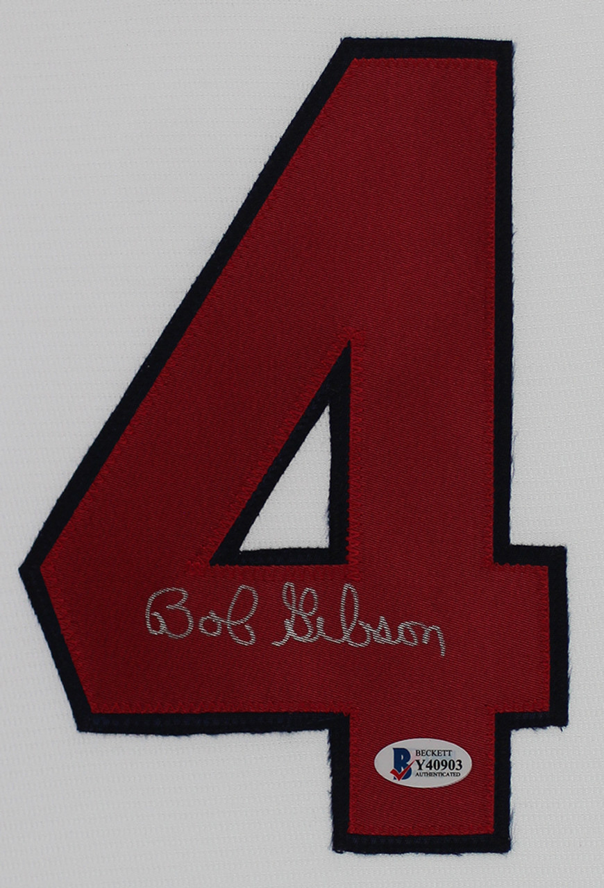 Bob Gibson Autographed and Framed White Cardinals Jersey