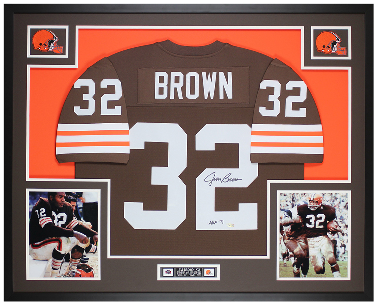 Jim Brown Autographed and Framed Cleveland Browns Jersey