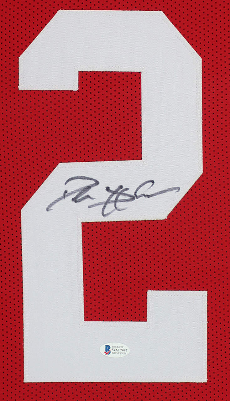 Deion Sanders San Francisco 49ers Autographed Mitchell & Ness Red Replica  Jersey with HOF 2011 Inscription